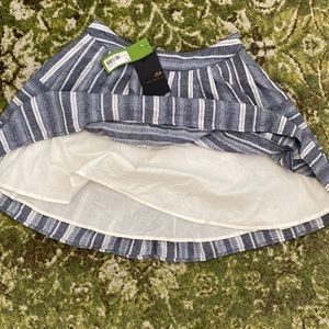 NWTs JOA Mini Skirt in Navy and White Linen and Cotton